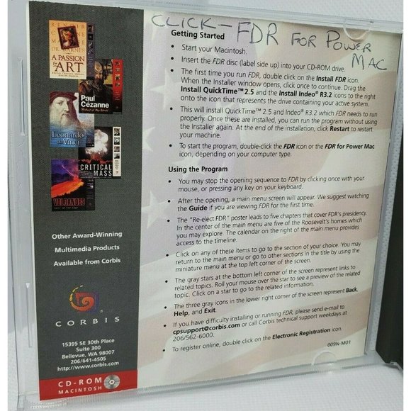 FDR Franklin Delano Roosevelt CD Rom Mac Corbis No Scratches Clean - Picture 7 of 10